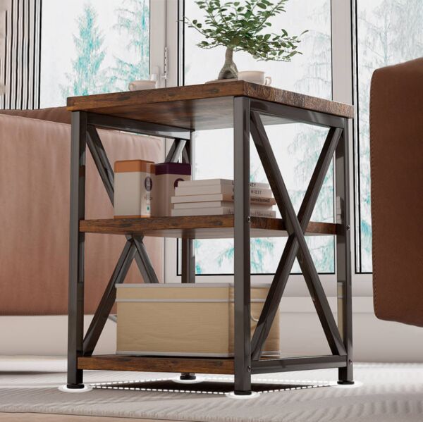 طاولة جانبية كلاكو 3 طبقات - بني وأسود