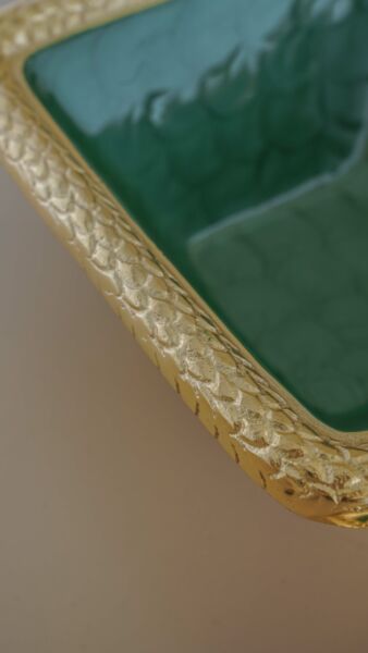 وعاء تقديم يرفانت حجم كبير - أخضر وذهبي