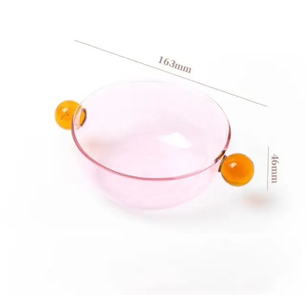 سلطانية زجاج مع الملعقة - وردي