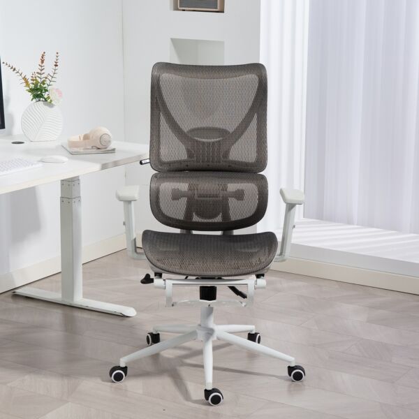 كرسي مكتب بظهر مرتفع قابل للتعديل ليزيس - رمادي