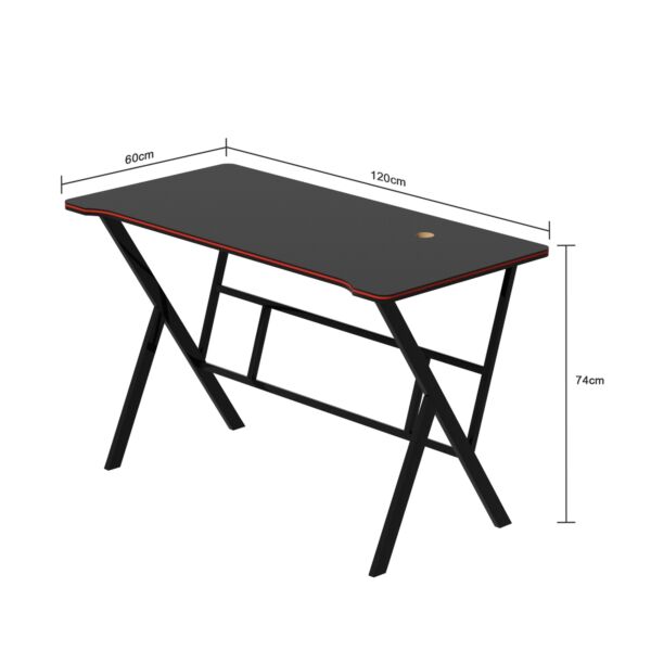 مكتب كمبيوتر اوفيس مع شريط اضاءة LED - أسود