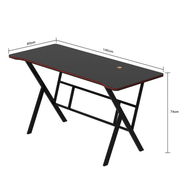 مكتب كمبيوتر اوفيس مع شريط اضاءة LED - اسود