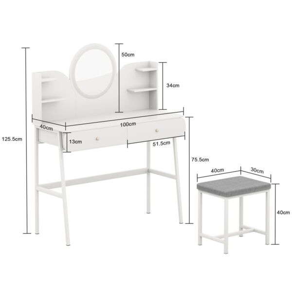طاولة تزيين مع كرسي الفا - ابيض