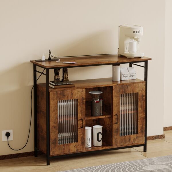 ركن قهوة مع محطة شحن وخزانة قهوة