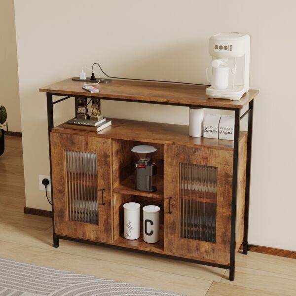 ركن قهوة مع محطة شحن وخزانة قهوة