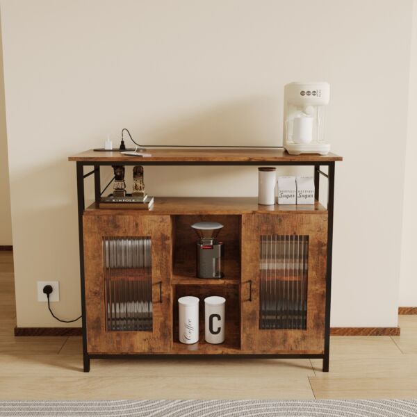 ركن قهوة مع محطة شحن وخزانة قهوة