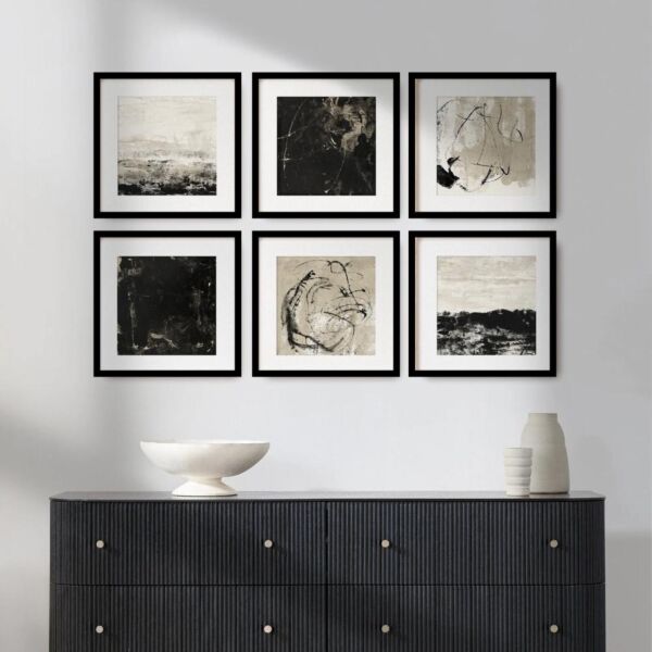 مجموعة لوحات جدارية 6 قطع كارفا 40x40 سم - برواز اسود