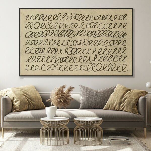 لوحة جدارية فنية مودرن خطوط - قماش كانفس - جولدن بتلز