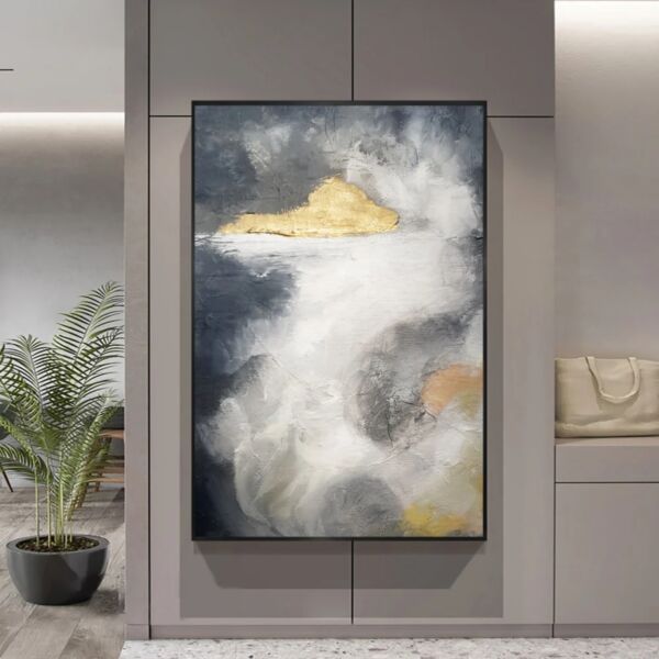 لوحة جدارية تجريدي مودرن موانا - 140X190 سم - برواز اسود