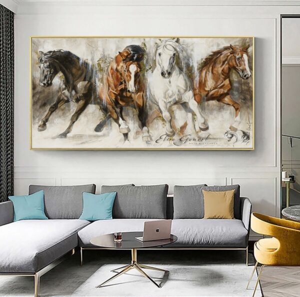 لوحة جدارية كنفاس مجموعة خيول