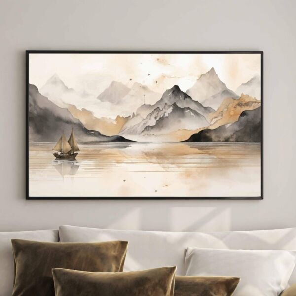 لوحة جدارية فنية قارب