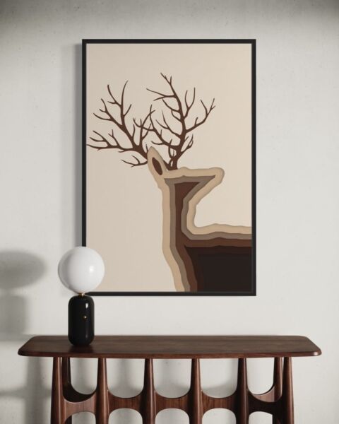 لوحة غزال باسلوب تجريدي