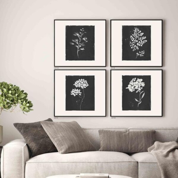 مجموعة لوحات جدارية 4 قطع روتانا 40x40 سم - برواز اسود