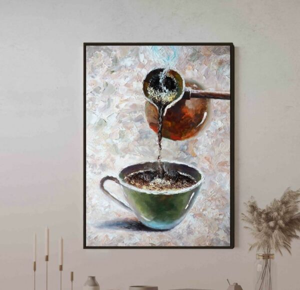 لوحة جدارية شكل كوب قهوة