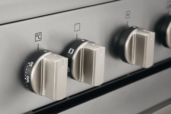 موقد غاز أيه إي جي 90 سم فري ستاند مع 5 شعلات وفرن بسعة 116 لتر مع مروحة للطبخ - ستانلس ستيل