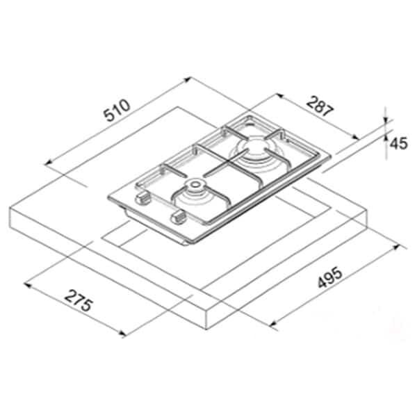 سطح غاز باوماتيك مدمج بلت ان - شعلتين