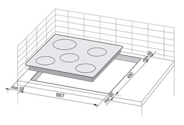 سطح غاز كهرباء باوماتيك سيراميك مدمج - 5 مناطق طهي