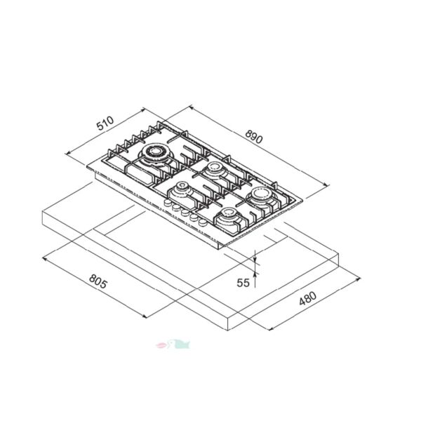 سطح غاز باوماتيك سم مدمج بلت إن - مع 5 مواقد