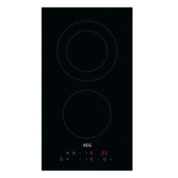 سطح أيه إي جي كهربائي 30 سم مدمج - بيلت ان - تصميم بدون اطار مع منطقتين تسخين و تحكم باللمس - اسود