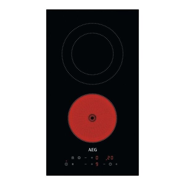 سطح أيه إي جي كهربائي 30 سم مدمج - بيلت ان - تصميم بدون اطار مع منطقتين تسخين و تحكم باللمس - اسود