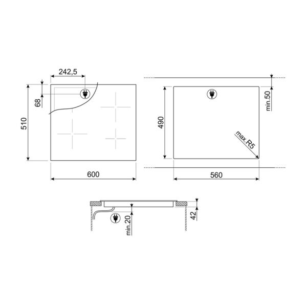 سطح سميج كهربائي 60 سم مدمج - بلت ان - مع 4 عيون و تحكم باللمس - اسود