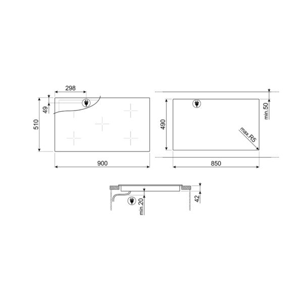 سطح موقد كهربائي 90 سم سميج مدمج - بلت ان