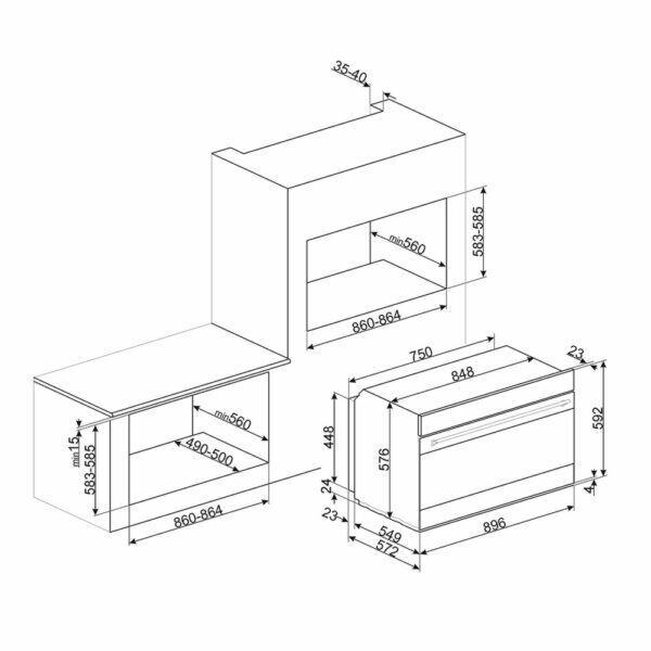 فرن غاز سميج مدمج بلت ان متعدد الوظائف - ستيل