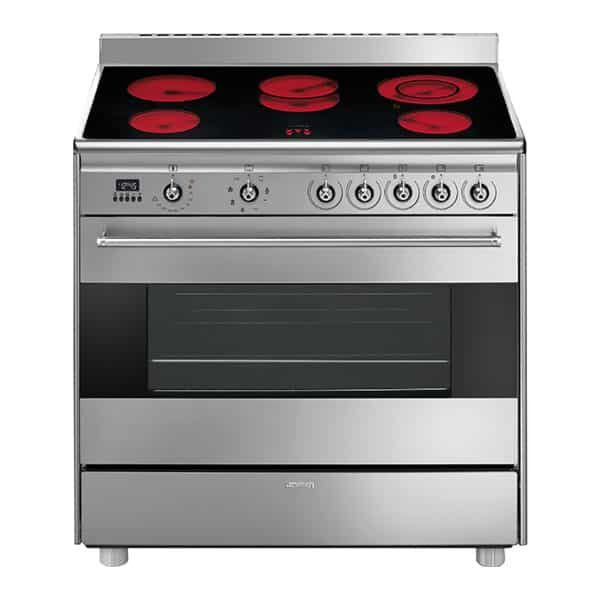 موقد سميج كهربائي مع فرن ذو تهوية حرارية - فضي