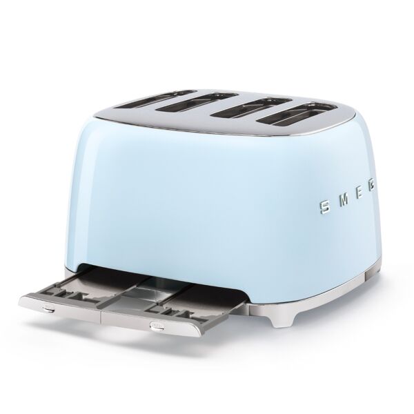 محمصة خبز سميج 4 شرائح عريضة تصميم عصري من ريترو الخمسينات - ازرق فاتح