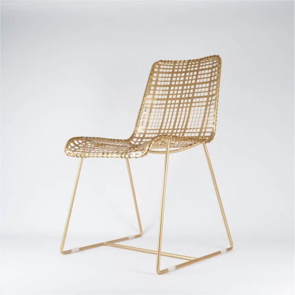 كرسي طعام ذهبي شبكي