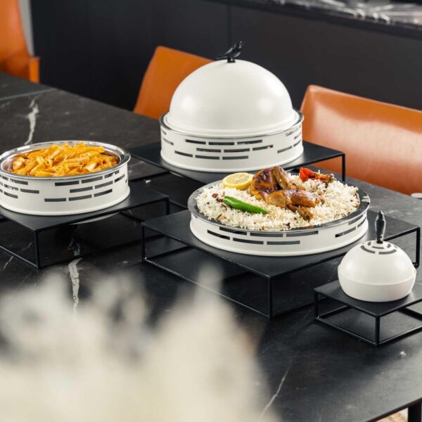 سخان طعام من لونا - اسود وأبيض