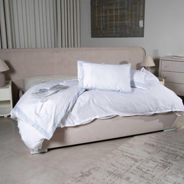 طقم غطاء وسادة من سولانا قطعتين - ابيض وازرق