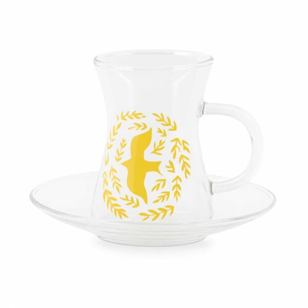 طقم كاسات شاي من فاريانا - 6 قطع - شفاف واصفر