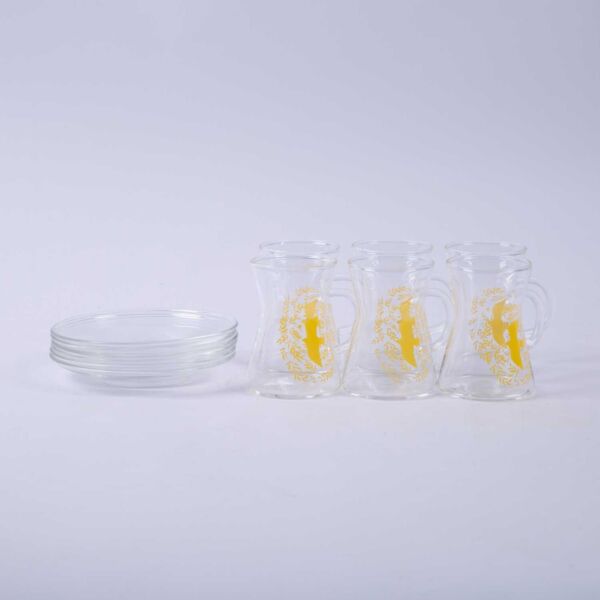 طقم كاسات شاي من فاريانا - 6 قطع - شفاف واصفر