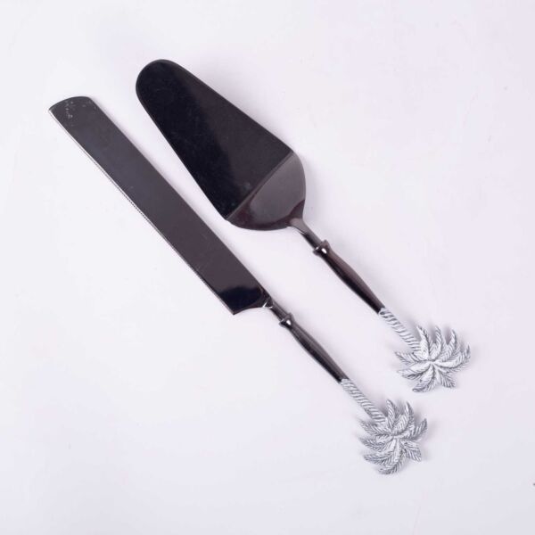 طقم تقديم الكيك من رتيلة - اسود وفضي