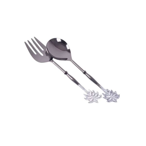 طقم تقديم السلطة من رتيلة - اسود وفضي