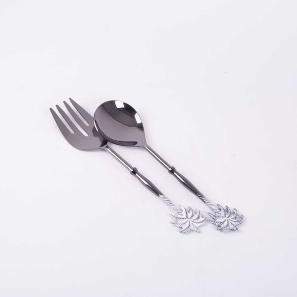 طقم تقديم السلطة من رتيلة - اسود وفضي