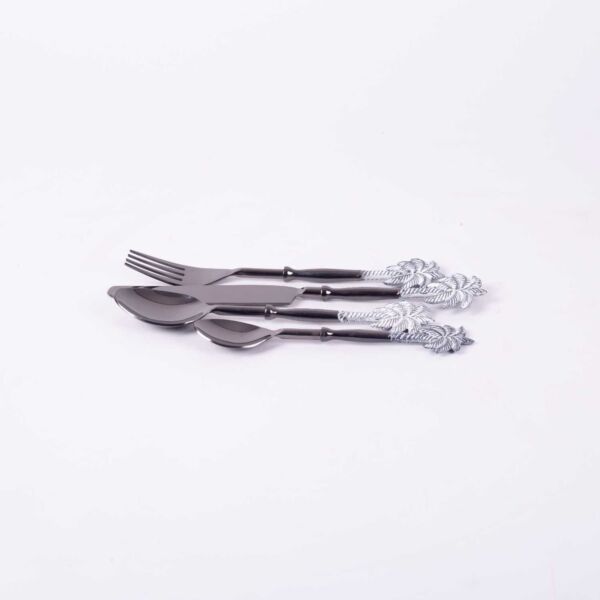 طقم أدوات مائدة 4 قطع من رتيلة - اسود وفضي