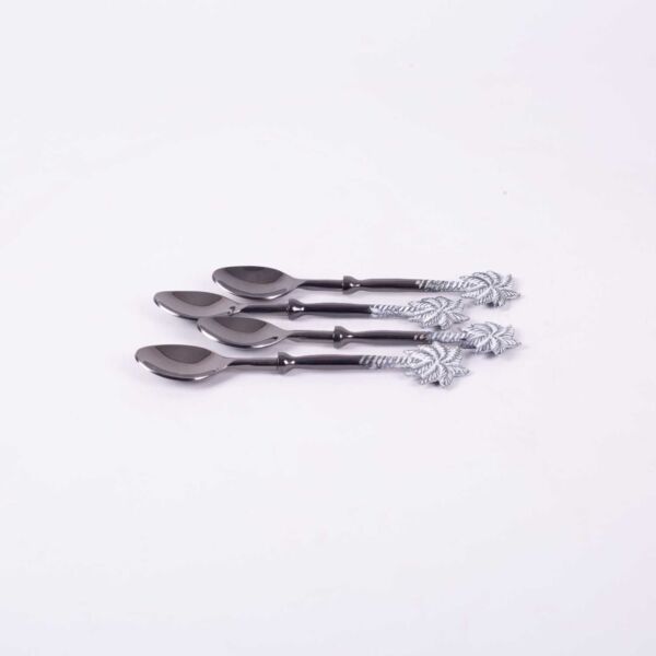 طقم ملاعق 4 قطع من رتيلة - اسود وفضي