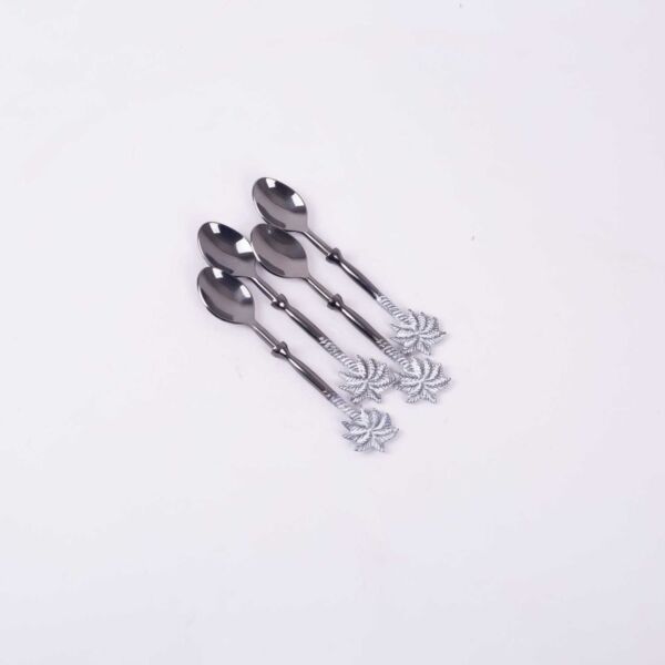 طقم ملاعق 4 قطع من رتيلة - اسود وفضي