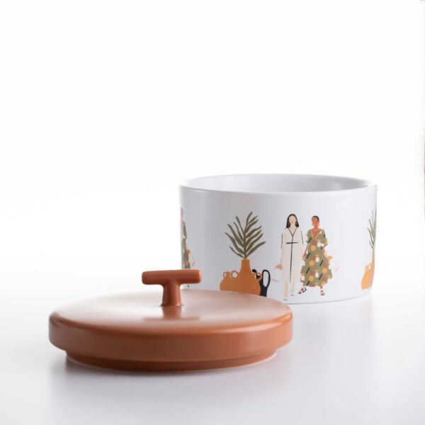 وعاء تقديم تمر مع غطاء من المدينة القديمة - متعدد الالوان