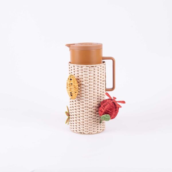 ترمس شاي وقهوة مع حامل من رتيلة 1 لتر - بني