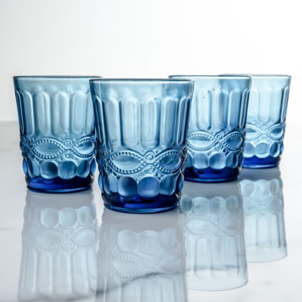 كاس زجاج كلاسي قصير - أزرق
