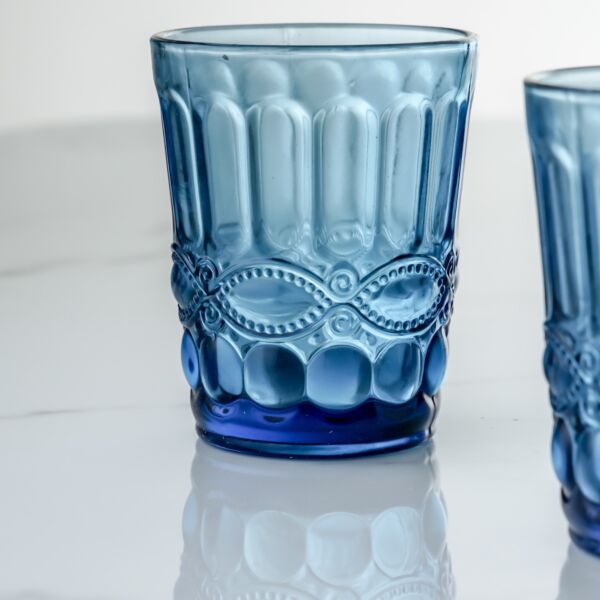 كاس زجاج كلاسي قصير - أزرق