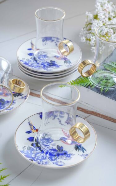 طقم بيالات شاي بلو بلوسومز 12 قطعة