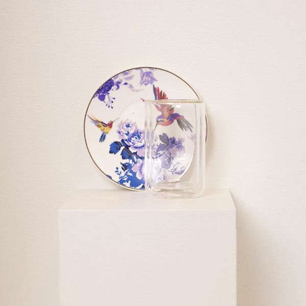 طقم بيالات شاي وصحون فلورال 12 قطعة - متعدد الألوان