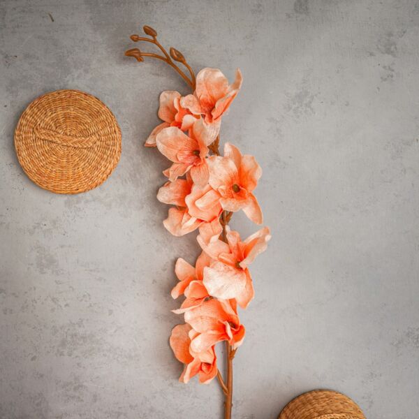 باقة ورد صناعي كورال - خزيري واخضر - 12 قطعة