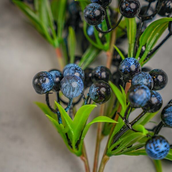 باقة ورد صناعي اونسي - كحلي واخضر - 12 قطعة