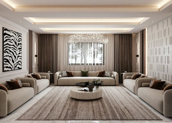 طقم كنب 5 قطع مارينسا - بيج