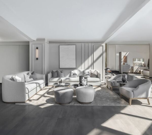 طقم كنب جورجيا - رمادي وكريمي